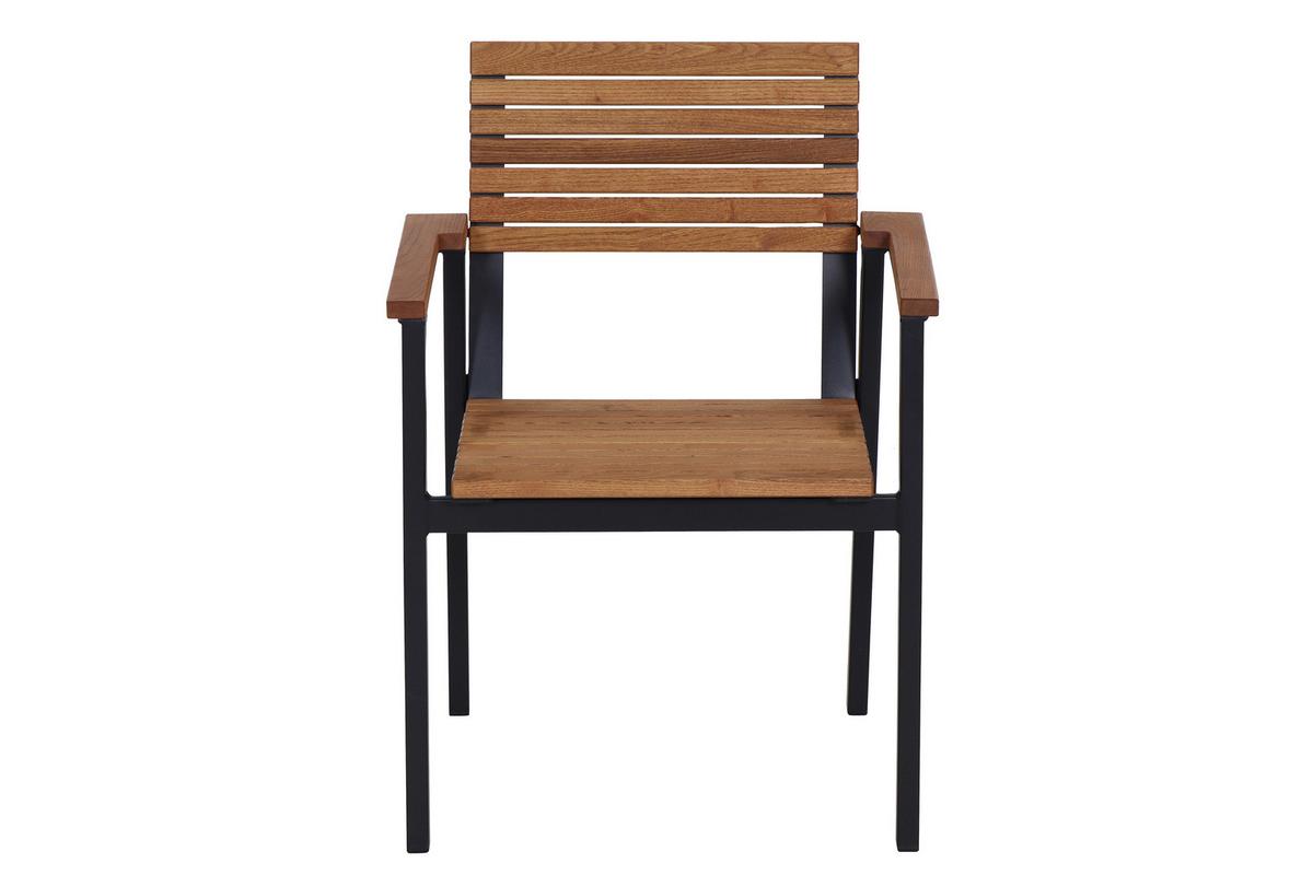 Gartensessel Stapelbar Aluminium, Robinieholz - Anthrazit/Robinienfarben, KONVENTIONELL, Holz/Metall (60/83/58,5cm) - Siena Garden