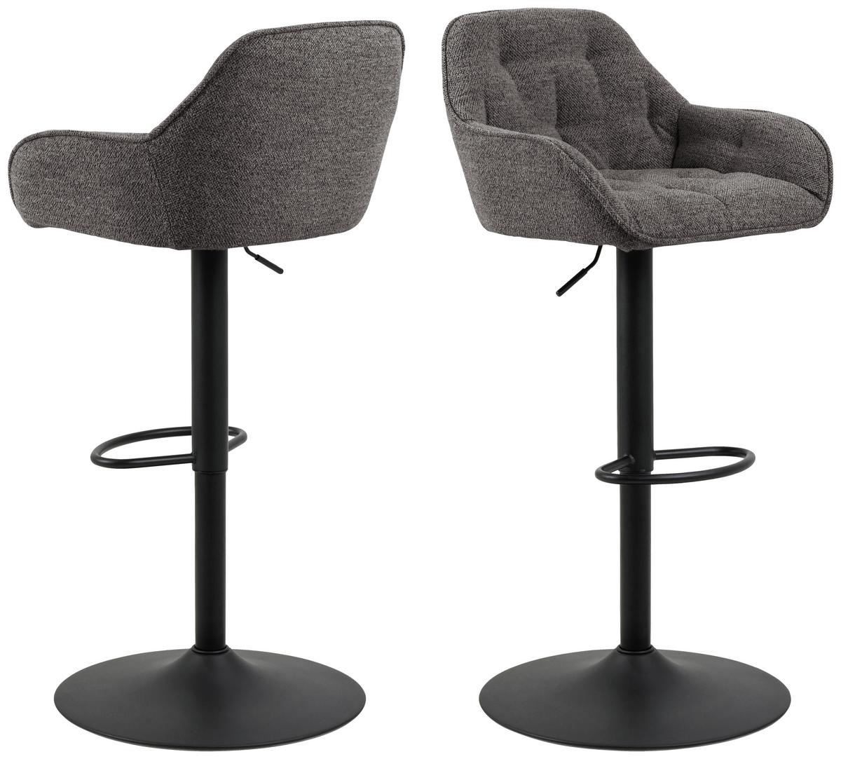 Barhocker Brooke - Anthrazit/Schwarz, Design, Textil/Metall (57/63-84/53cm) - MID.YOU