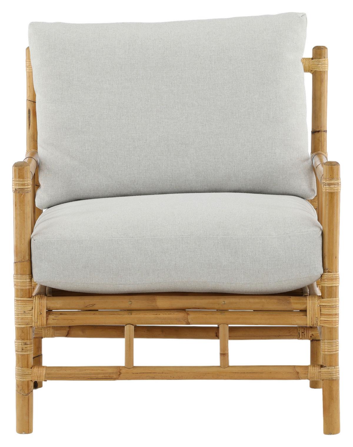 Loungesessel Cane Bambus/Rattan mit Kissen - Hellbraun, KONVENTIONELL, Holz/Textil (78/88/77cm) - Gardenson