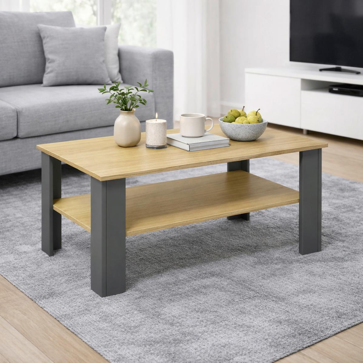 KONFERENČNÝ STOLÍK DISALO - medová/antracitová, Design, kompozitné drevo (100/55/44cm) - Livetastic