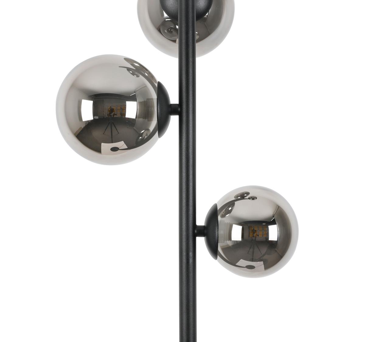 Stojací svítidlo LISIB, V:140cm - černá/barvy chromu, Romantický / Rustikální, kov/sklo (27/140cm) - Mömax