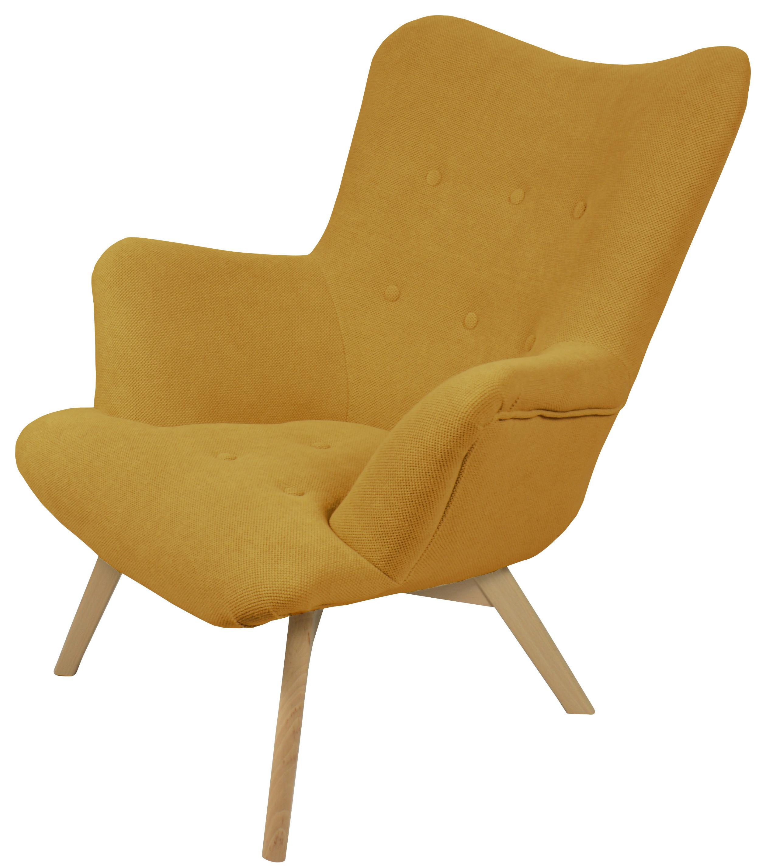 Kreslo Safin, žlté SAFIN - žltá/prírodná farba, Modern, drevo/textil (88/92/96cm)