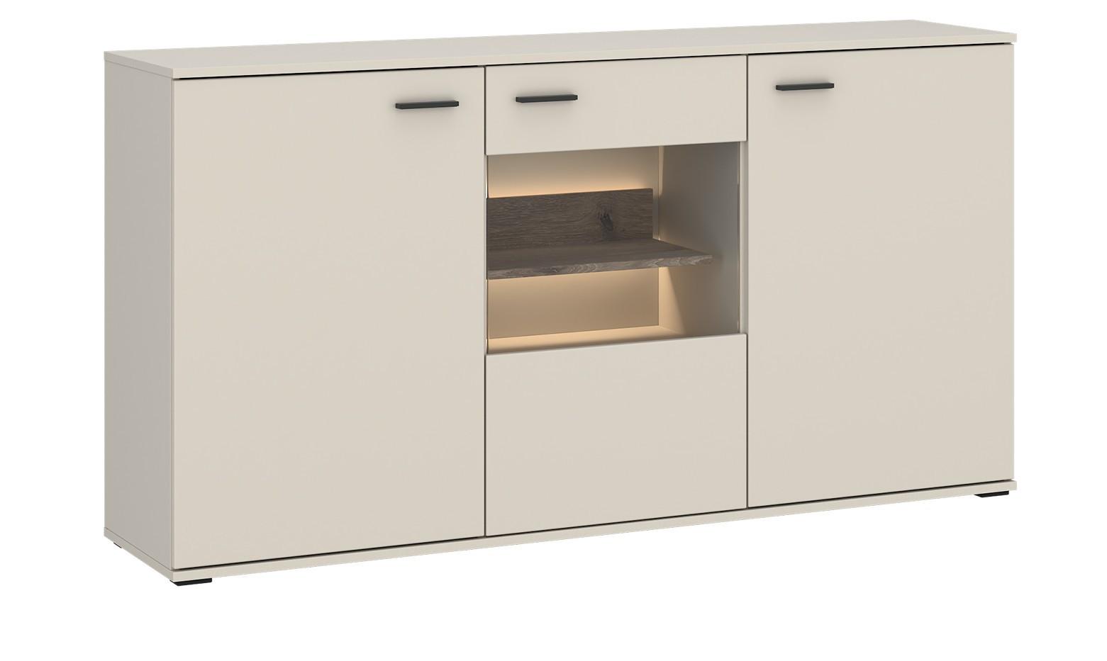 Sideboard Atico Eichefarben/Beige B: 160cm - Eichefarben/Beige, Design, Holzwerkstoff (160/86,9/43,5cm) - Livetastic