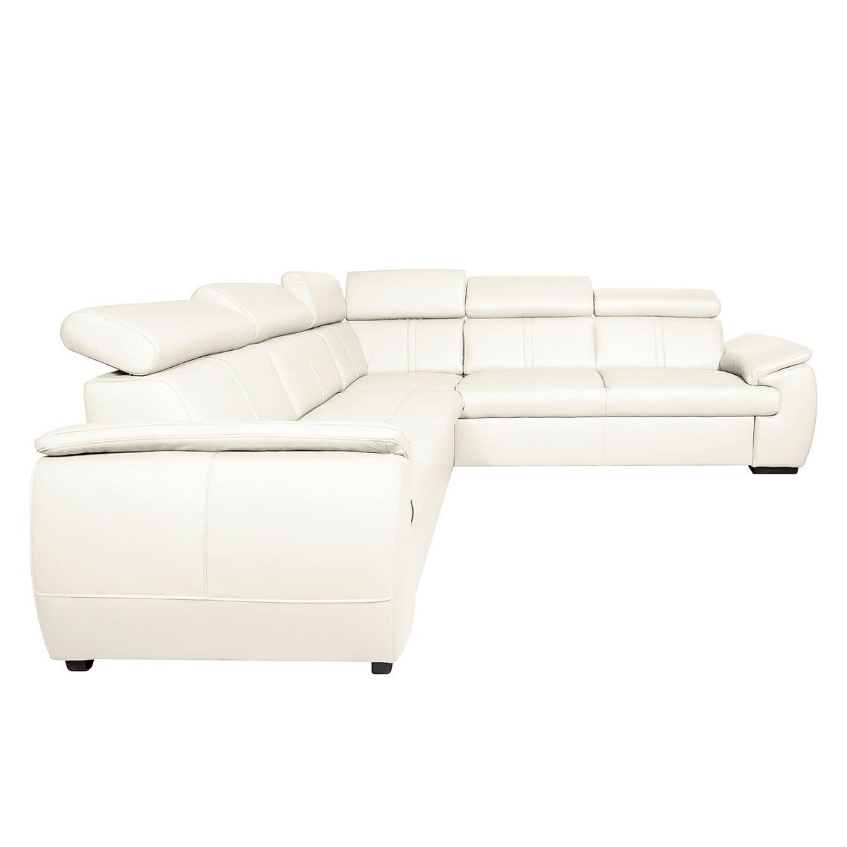 Ecksofa City Weiß B: 265x265 Cm - Wengefarben/Weiß, Design, Leder (265/265cm) - Livetastic