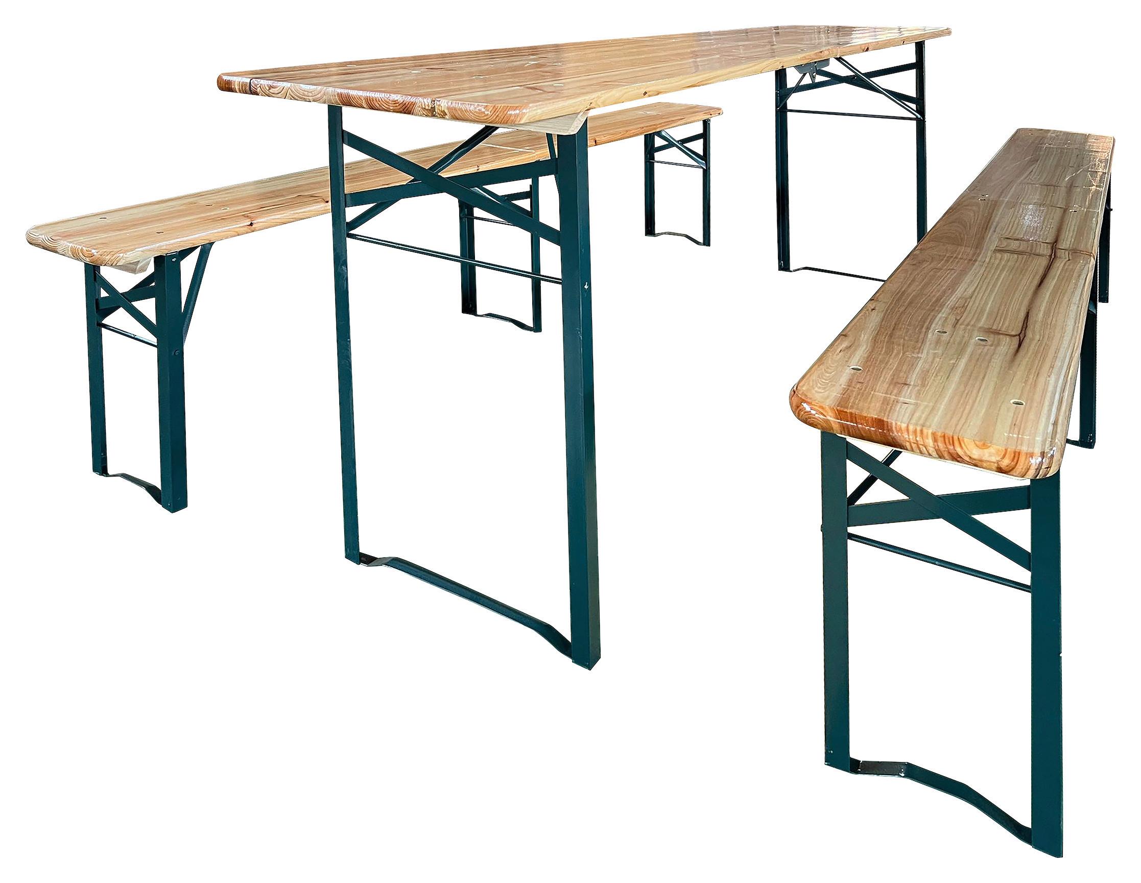 Biertischgarnitur 3-Tlg Holz/Metall - Basics, Holz/Metall (198/75/50cm)