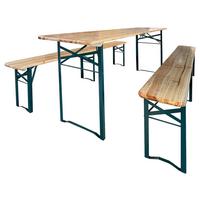 Biertischgarnitur 3-Tlg Holz/Metall - Basics, Holz/Metall (198/75/50cm)