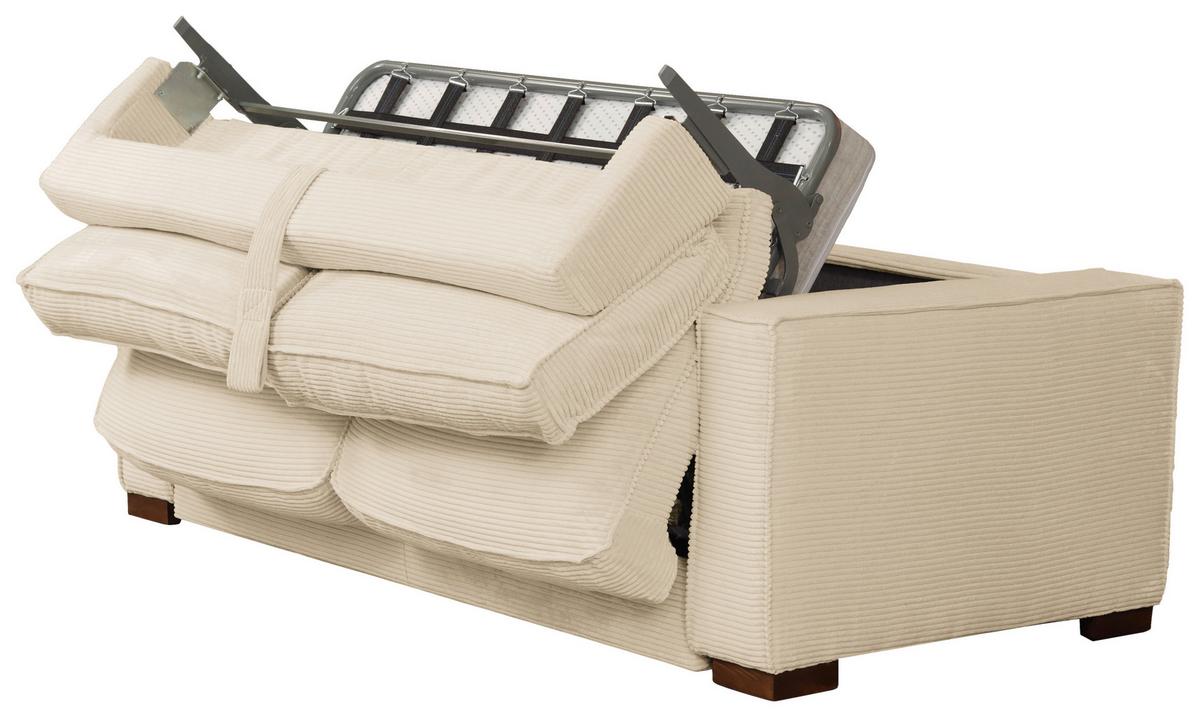 Schlafsofa Texas Creme Cord, B: 203 cm - Dunkelbraun/Creme, Design, Textil (203/85/99cm) - MID.YOU