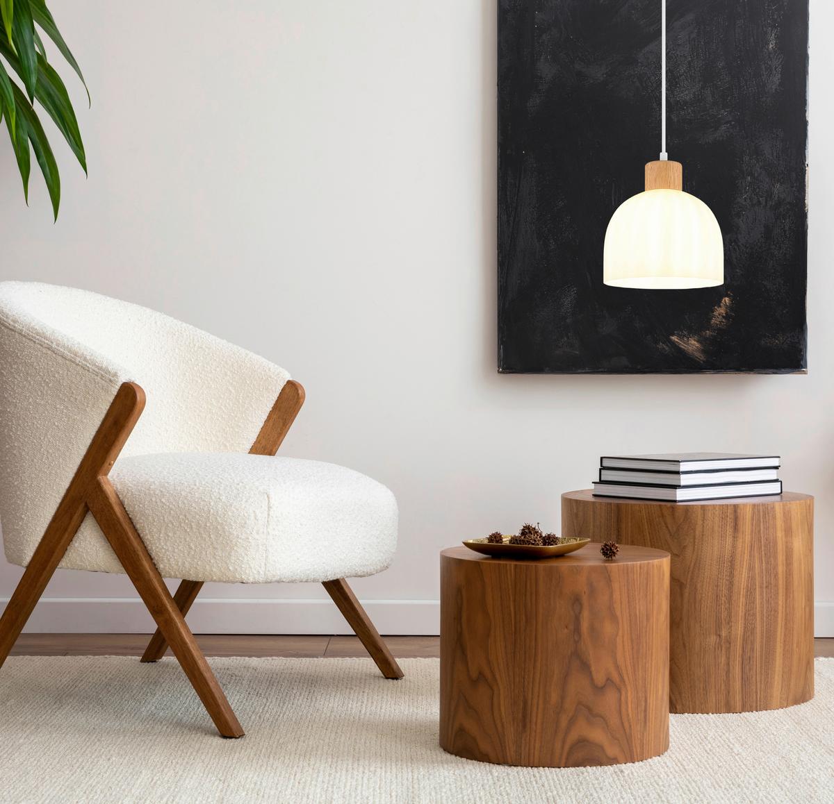 HÄNGELEUCHTE Braun, Opal, ca. 20x20 cm - Opal/Braun, Design, Glas/Holz (20/120cm) - Globo