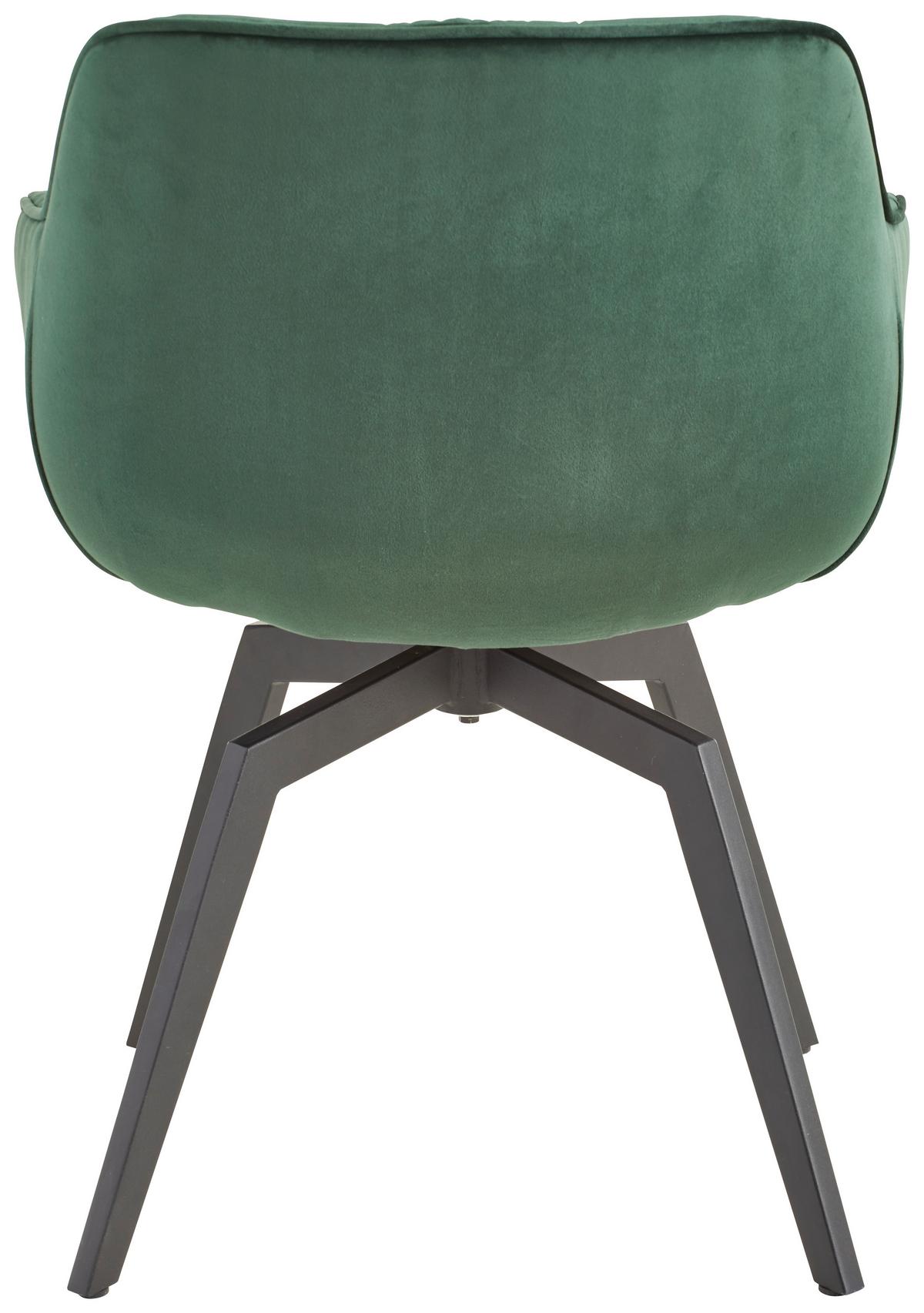 Armlehnstuhl Avegno Dunkelgrün mit drehbare Sitzfläche - Dunkelgrün/Schwarz, MODERN, Holz/Textil (58/83/63cm) - Livetastic