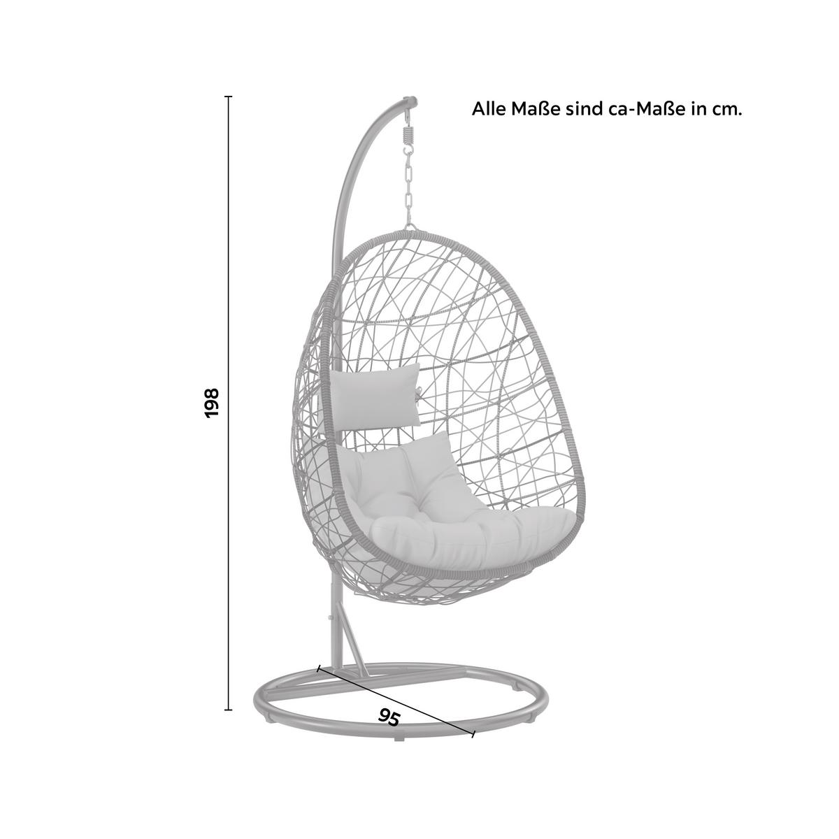 ZÁVĚSNÉ KŘESLO KRETA - černá/světle šedá, Basics, kov/textil (95/195/95cm) - Mömax