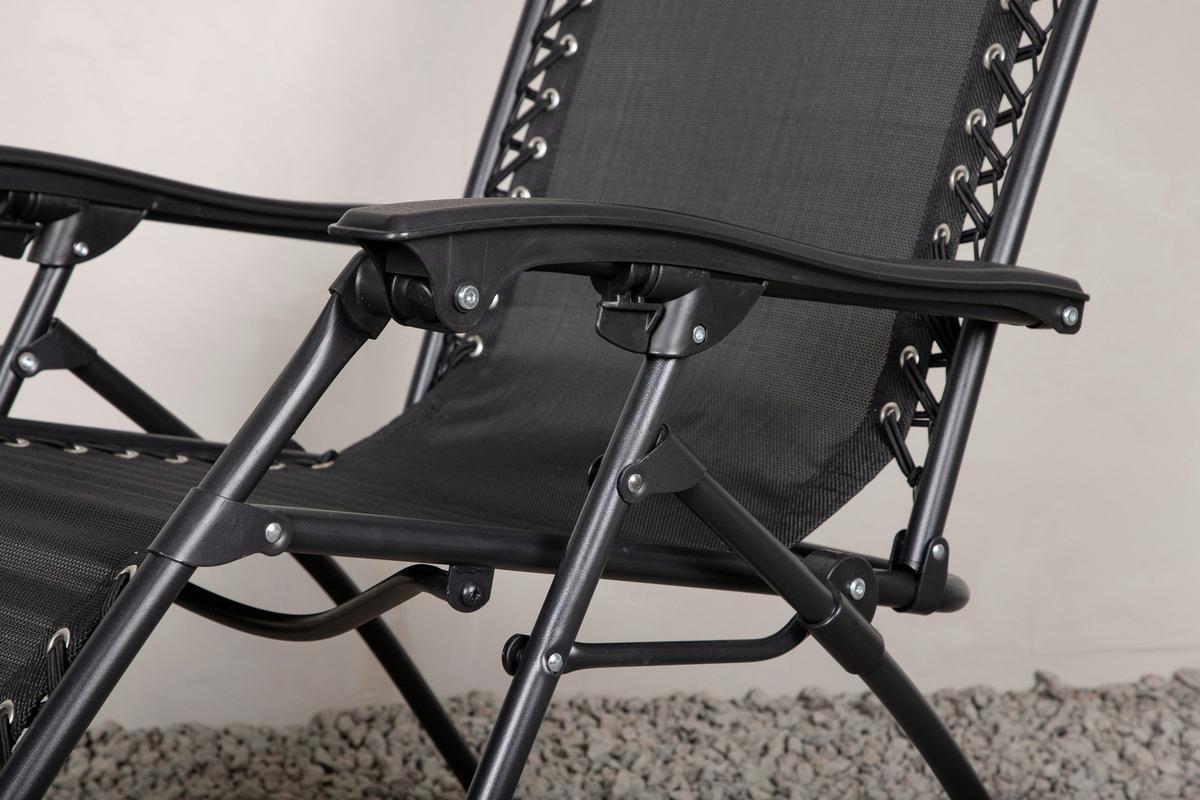 Garten-Relaxsessel Melker - Schwarz, KONVENTIONELL, Kunststoff/Textil (68/112/90cm) - Gardenson