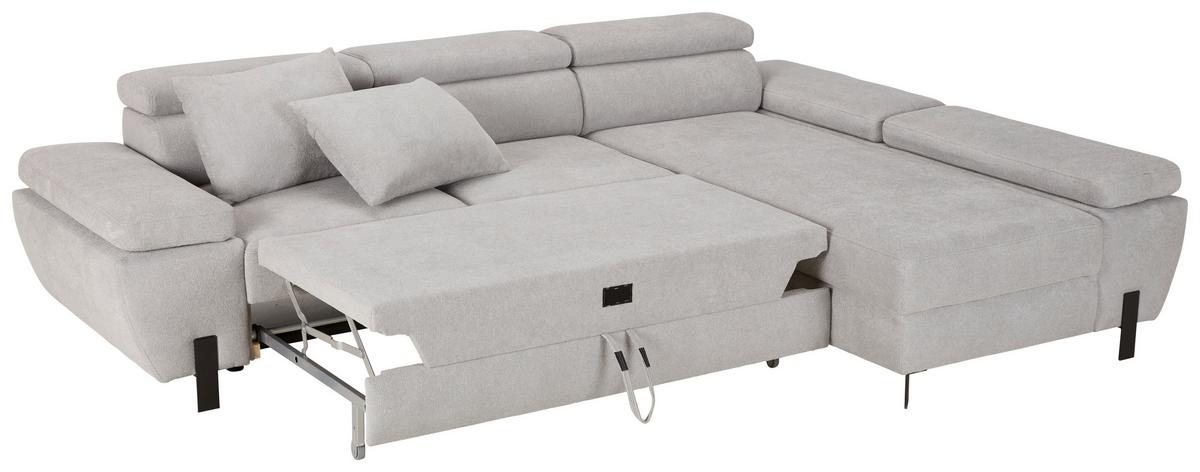 Rohová sedačka MILNA, pravá, světle šedá - černá/světle šedá, Moderní, kov/dřevo (277/189cm) - Mömax