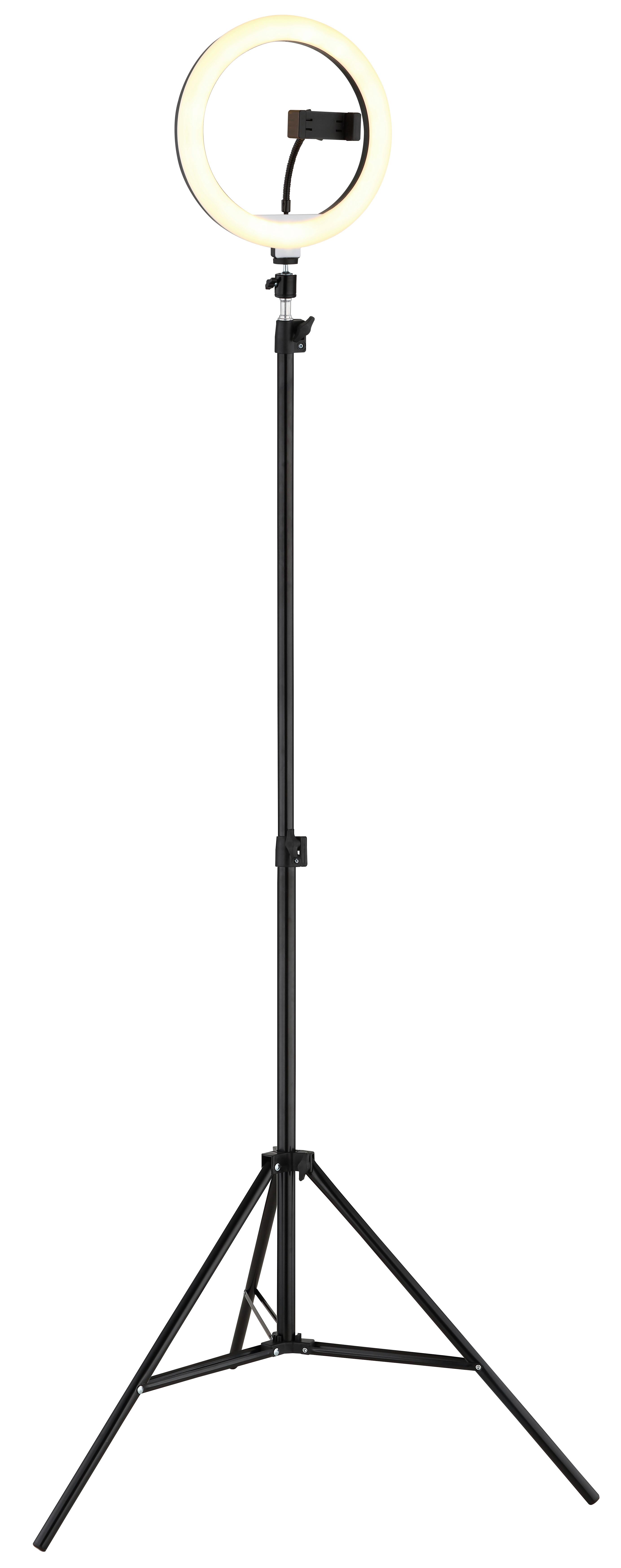 LED-STEHLEUCHTE Delgado - Opal/Schwarz, Design, Kunststoff/Metall (63/210cm) - Globo