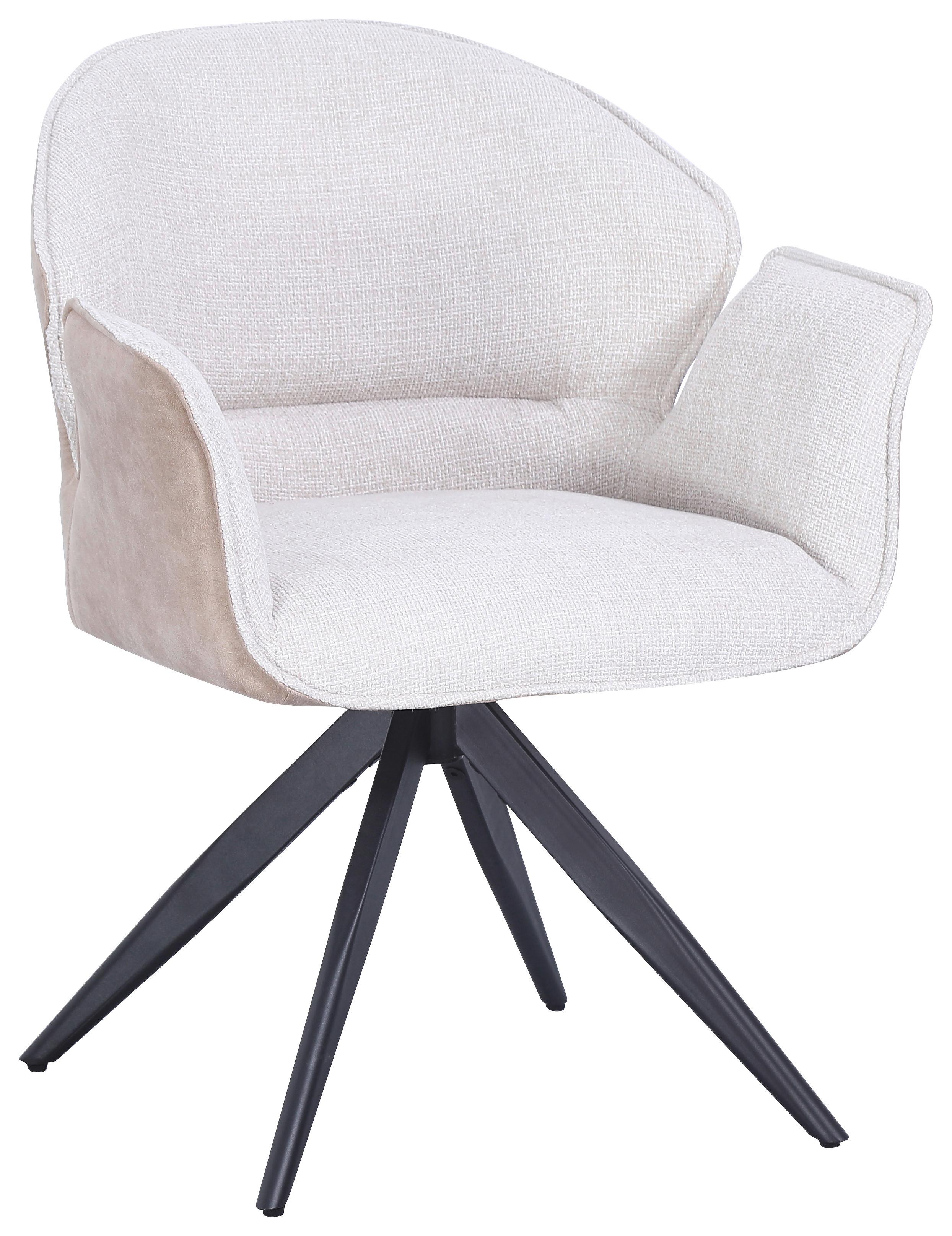 Armlehnstuhl Hilda Schwarz/Beige Gepolstert