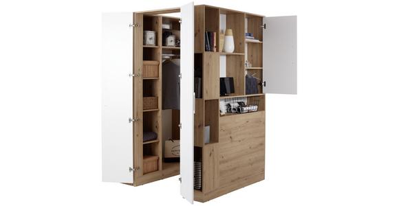 Eckschrank Begehbar mit Regal 150cm Box, Eiche Dekor/Weiß - Eichefarben/Weiß, MODERN, Holzwerkstoff (150/205/120cm) - Ondega