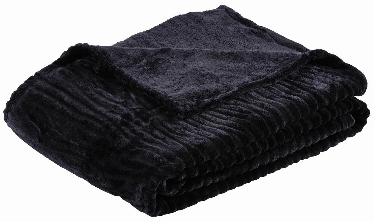 Kuscheldecke Milo Schwarz 180x220 cm - Schwarz, ROMANTIK / LANDHAUS, Textil (180/220cm) - James Wood