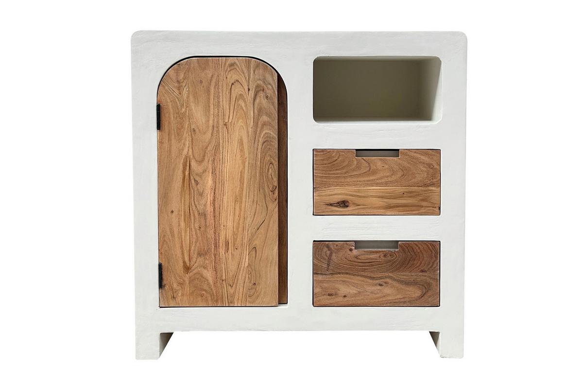 KOMMODE Naturfarben/Weiß B: 80cm - Weiß/Naturfarben, Design, Holz/Holzwerkstoff (80/80/40cm) - MID.YOU