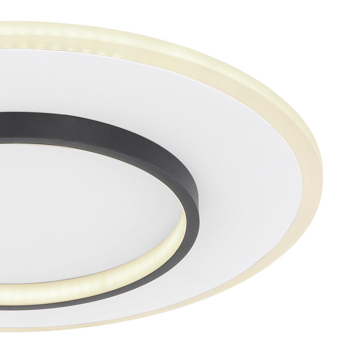 Led-deckenleuchte Lima Ø 46,8 Cm Mit Fernbedienung - Opal/Schwarz, Basics, Kunststoff/Metall (46,8/6cm) - Globo