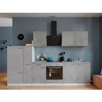 Küchenblock Malia B: 300 cm Grau, mit Geräte - Weiß/Grau, Basics, Holzwerkstoff (300cm) - Respekta