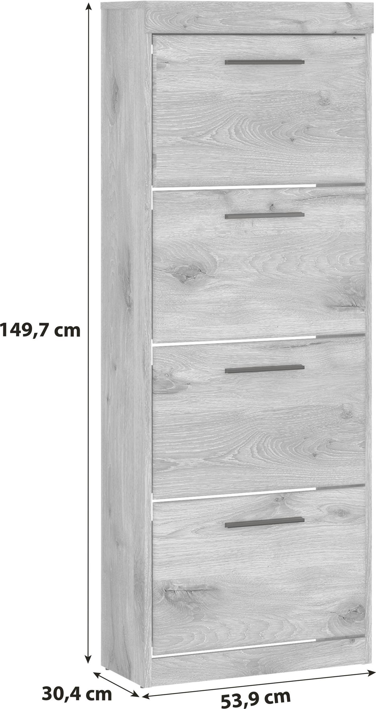 Schuhschrank Grano Eichefarben B: 53,9 cm - Eichefarben/Schwarz, Trend, Holzwerkstoff (53,9/149,7/30,4cm)