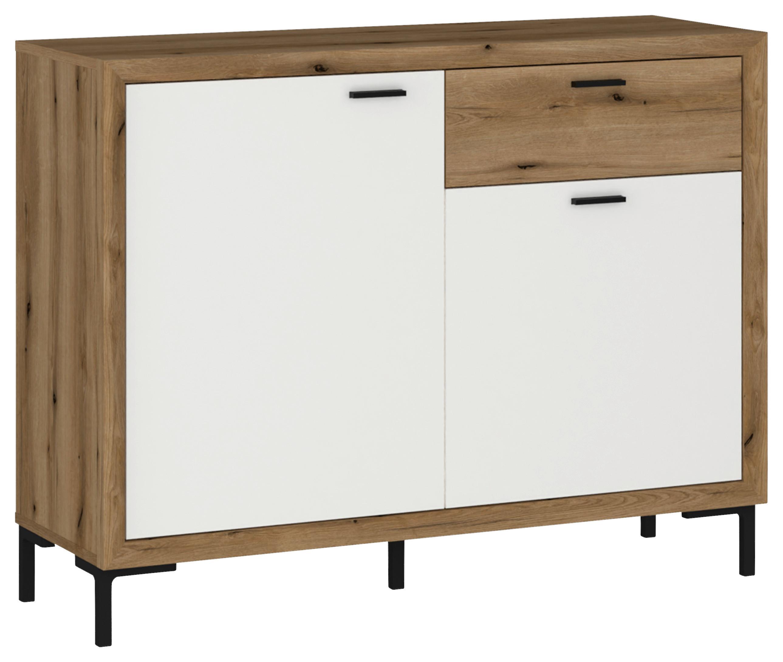 Komód Marinella - kasmírszínű/tölgyfa színű, Trend, faalapú anyag (107/86/43cm)