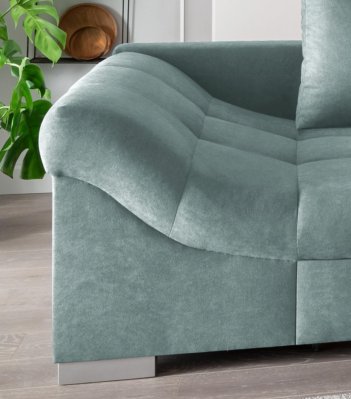 Eckschlafsofa Alvito Mintgrün S: 298/202 cm - Silberfarben/Mintgrün, Design, Textil (298/202cm) - MID.YOU