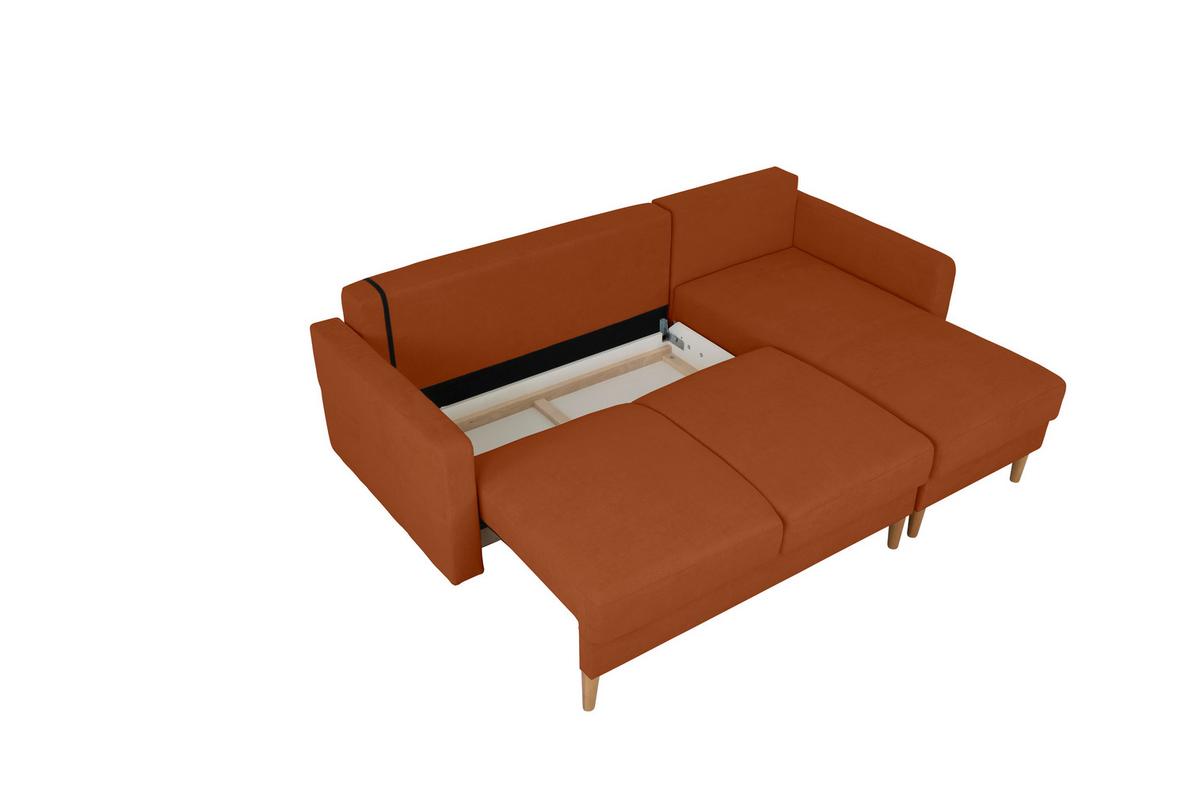 Ecksofa Noret Terracotta S: 223x157 Cm - Buchefarben/Terracotta, Design, Textil (223/157cm) - MID.YOU