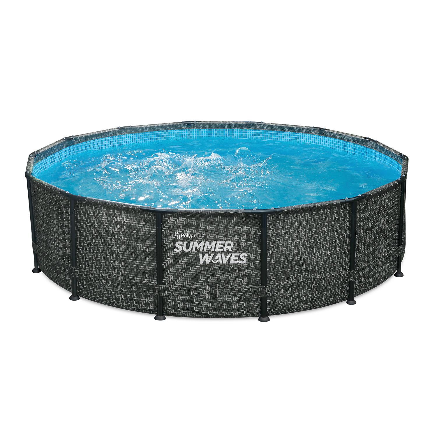 Aufstellpool Rund mit Leiter D: 427 cm - Grau, KONVENTIONELL, Kunststoff (427/107cm)