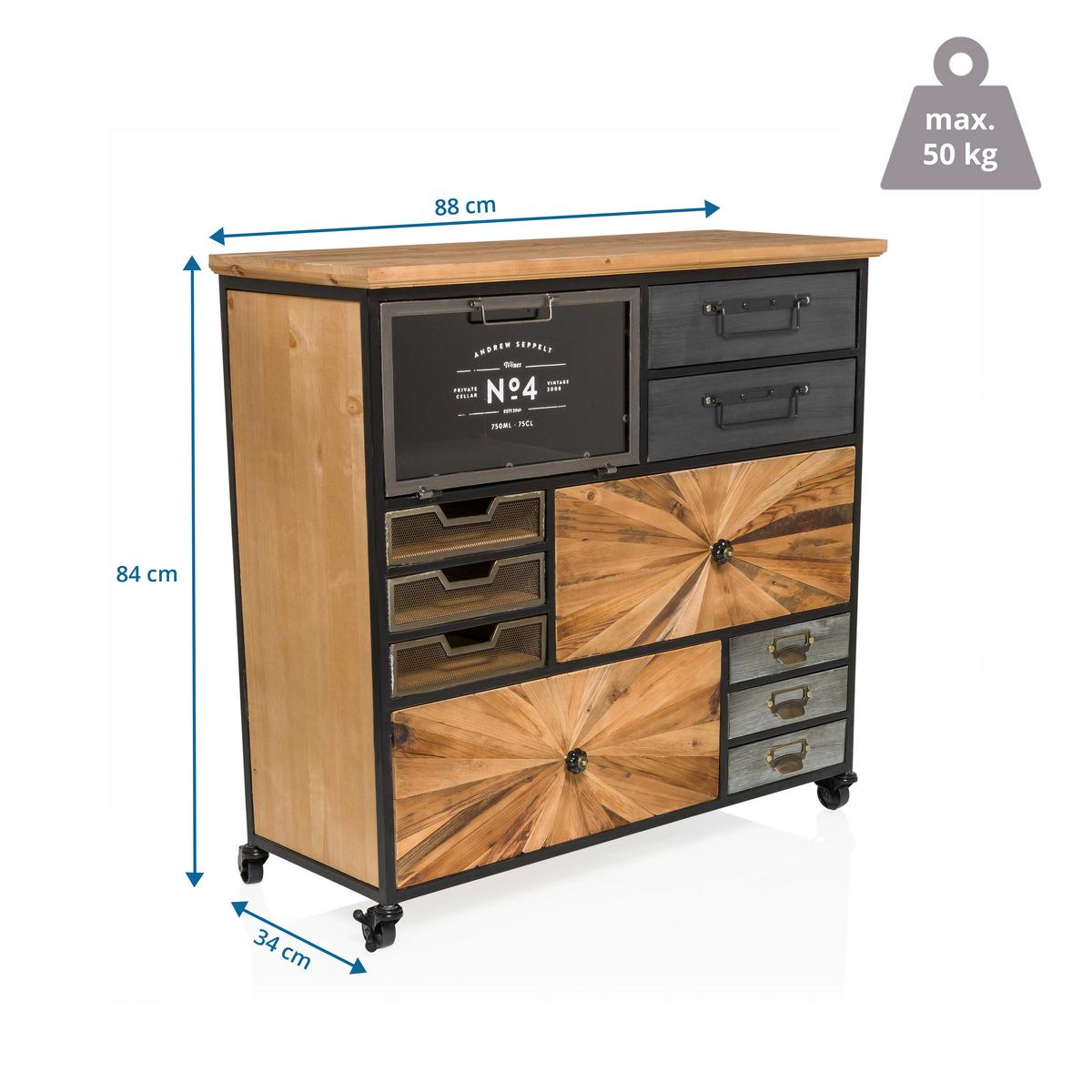 Sideboard Continento Xl Dunkelgrau/naturfarben B: 60cm - Dunkelgrau/Naturfarben, MODERN, Holz/Kunststoff (88/84/34cm) - MID.YOU