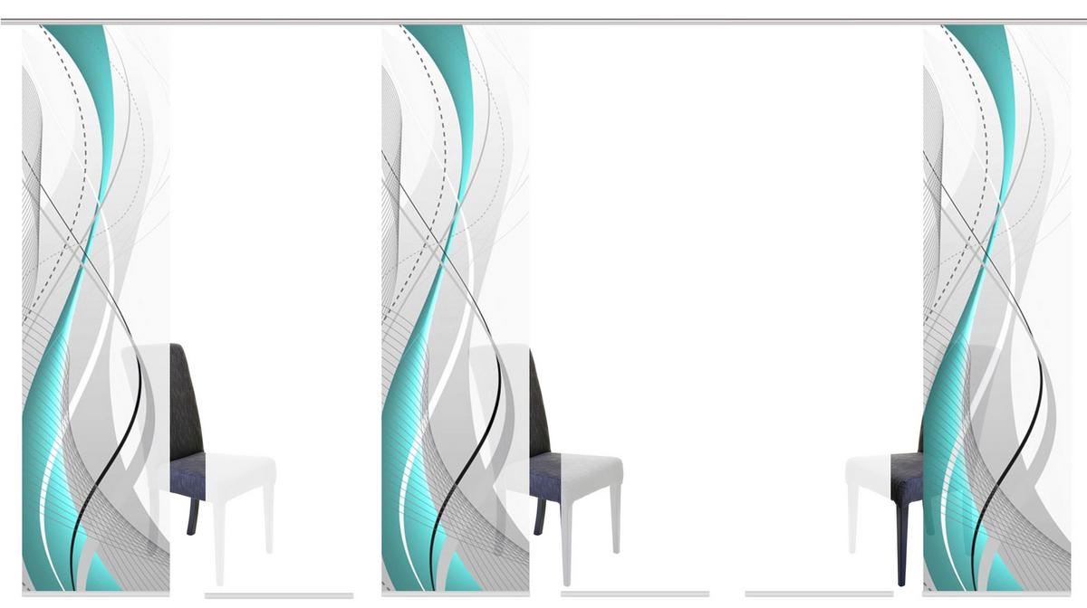 Flächenvorhang Carlisle Petrol B: 60 cm - Petrol, Design, Textil (60/245cm)