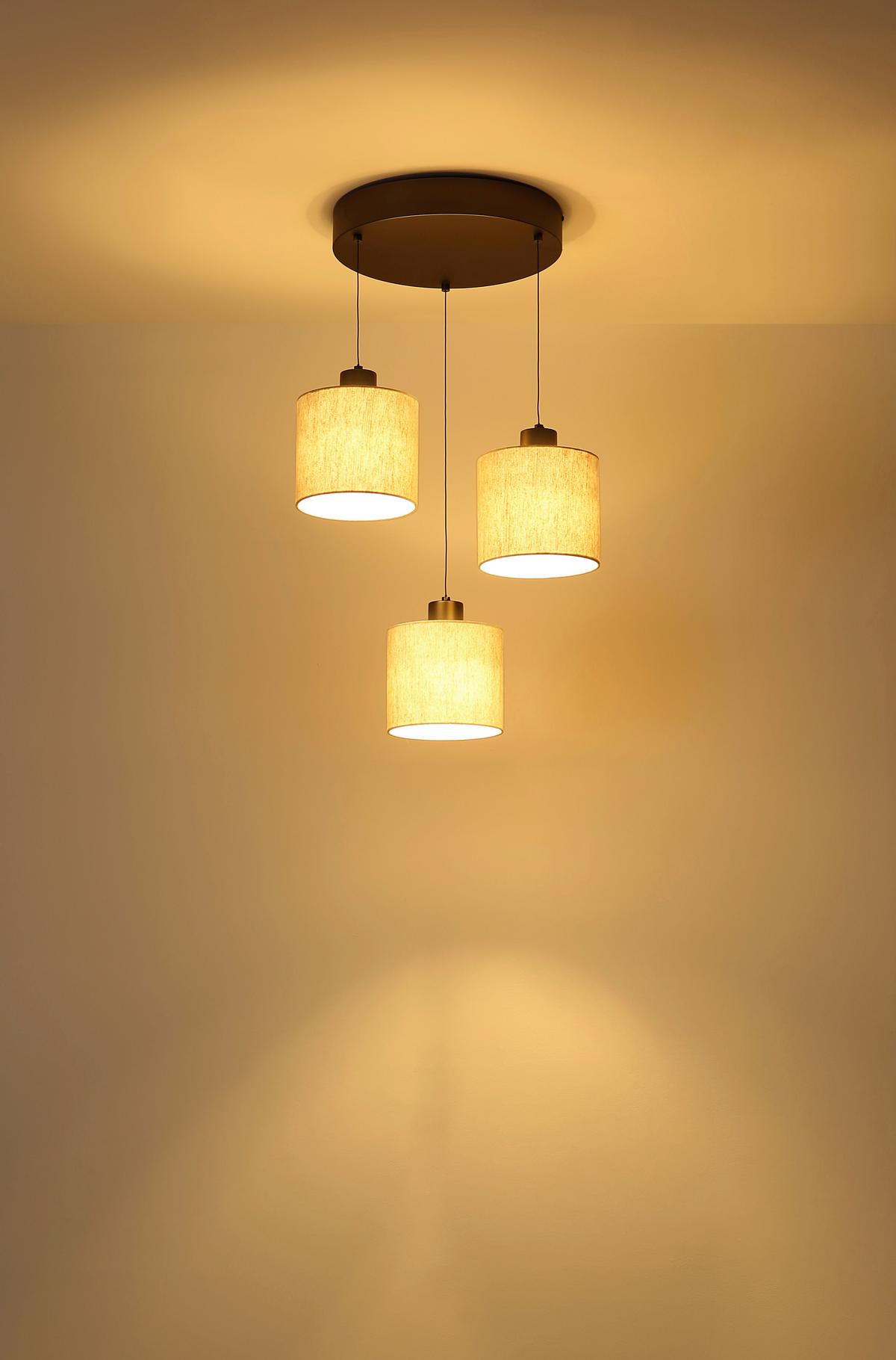 Led-hängeleuchte 3000k, Warmweiß - Schwarzchrom/Creme, Design, Kunststoff/Textil (49/180cm) - Globo