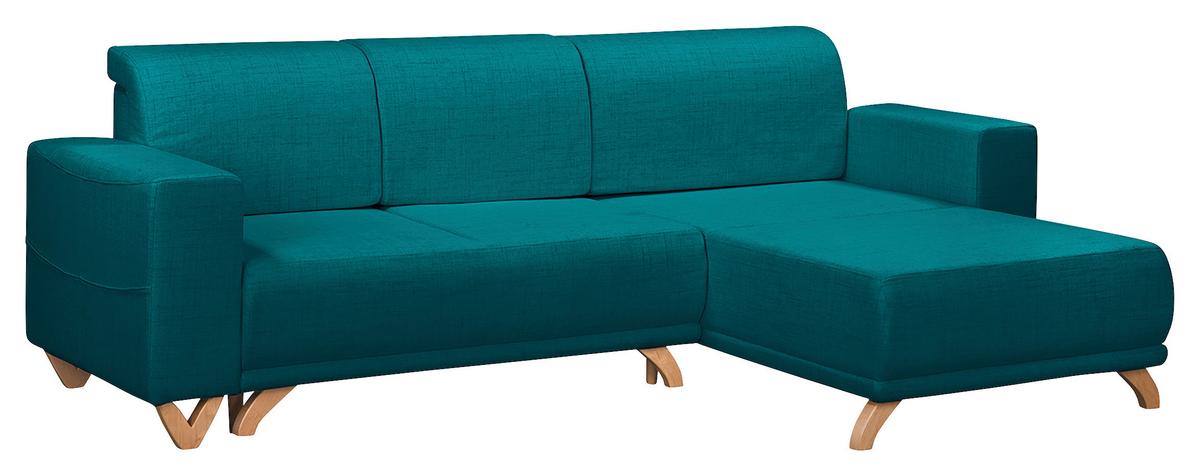 Ecksofa Bella Petrol S: 257x174 cm - Wengefarben/Petrol, Design, Textil (257/174cm) - Livetastic