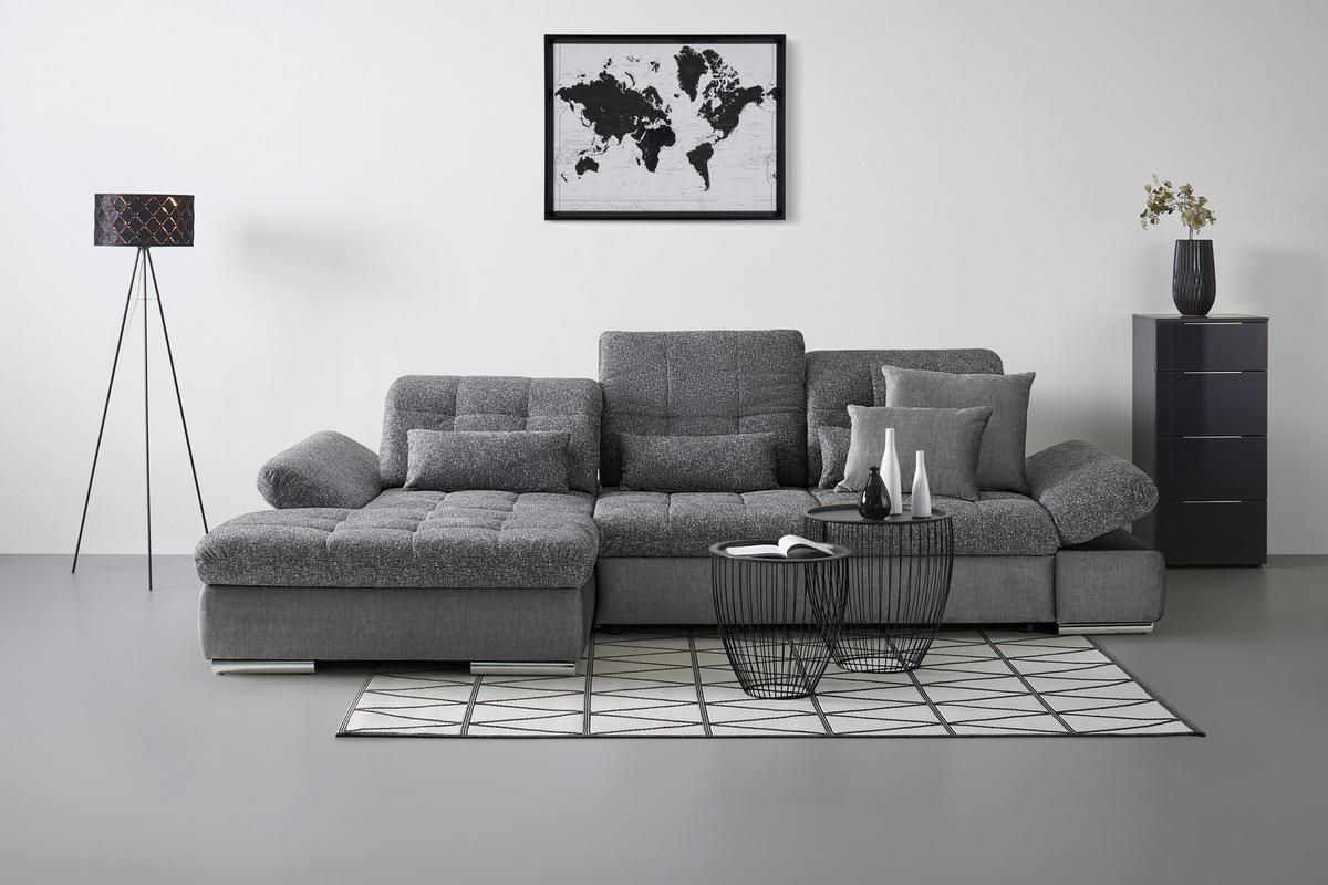 Rohová sedačka SANFINO, ľavá, grafitová / sivá - sivá/grafitová, Konventionell, kov/drevo (199/79-96/305cm) - Premium Living