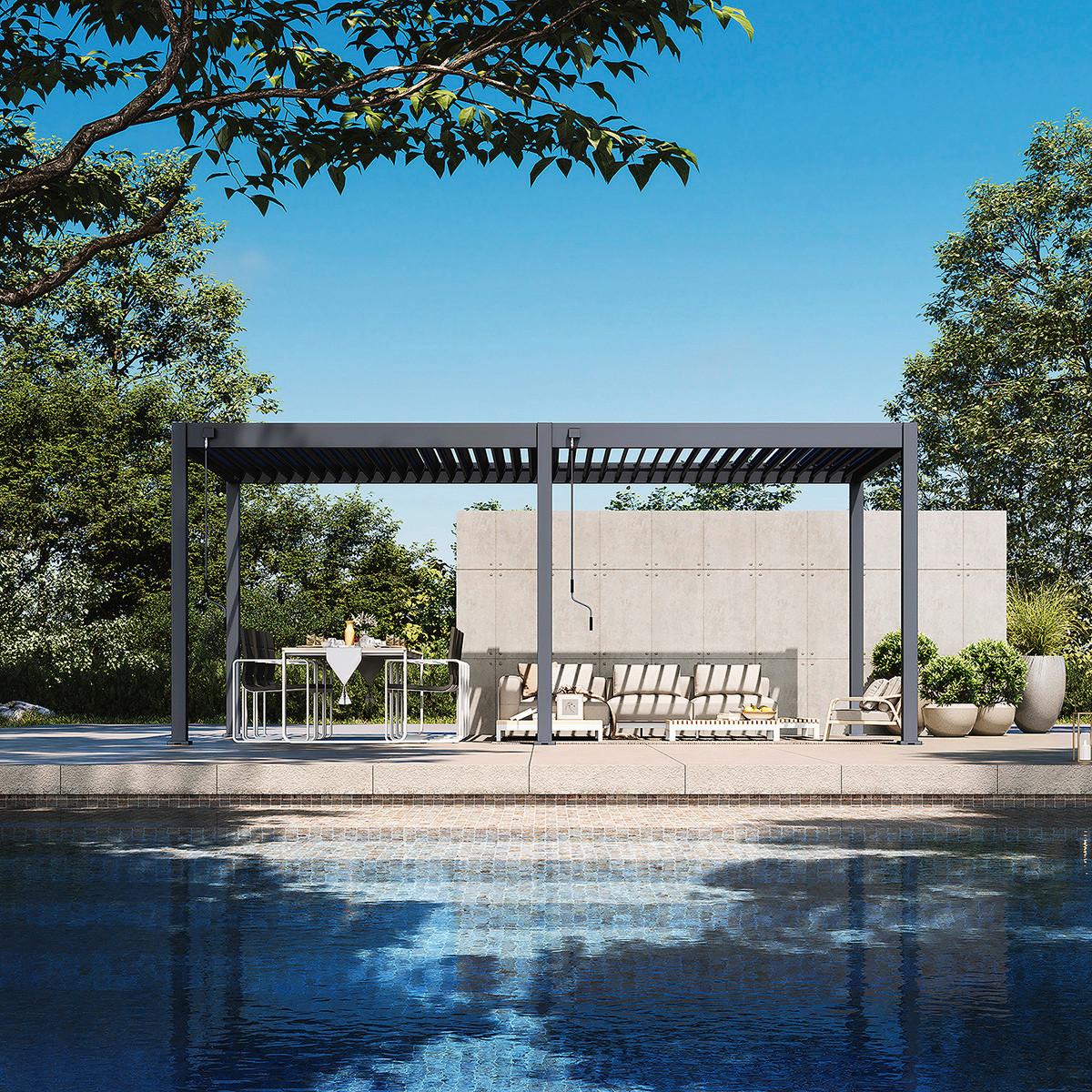 Pergoline Trumpf, 300x600 cm Wetterbeständig, Anthrazit - Graphitfarben, Basics, Metall (300/600/255cm)