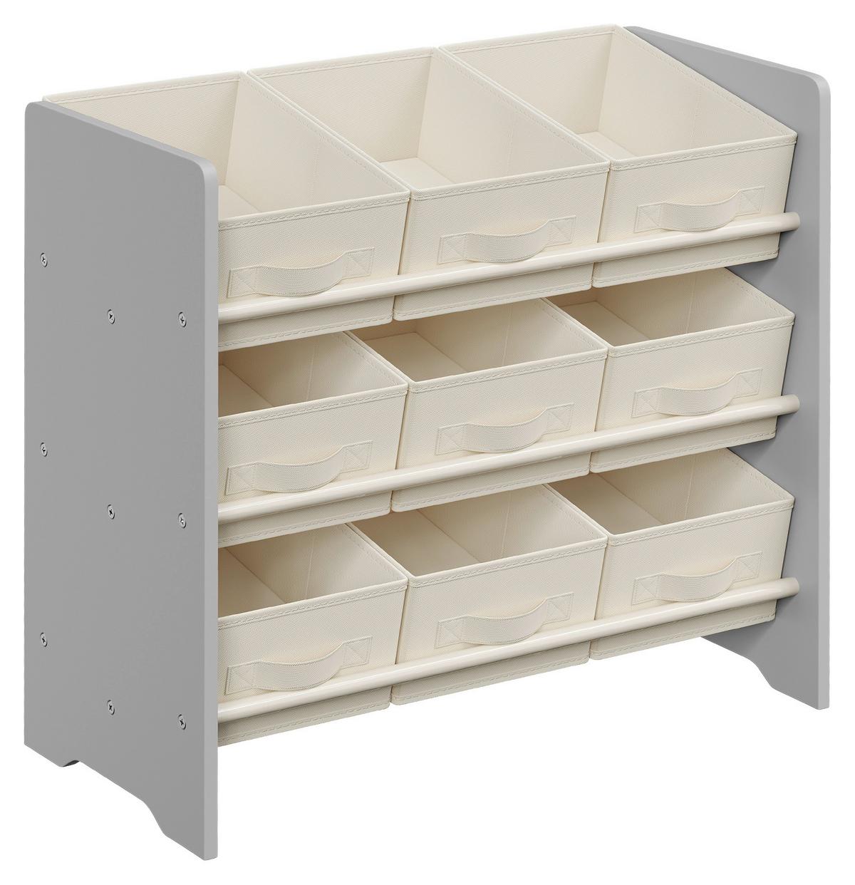 Kinderregal Toy Storage Shelf Grau/Beige B: 62,5 cm - Beige/Grau, MODERN, Holzwerkstoff/Textil (62,5/60/29,5cm) - MID.YOU
