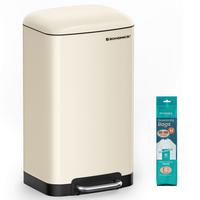 Abfallsammler Schwarz B: 34,5cm - Creme/Schwarz, Basics, Kunststoff/Metall (34,5/61,5/32,5cm)