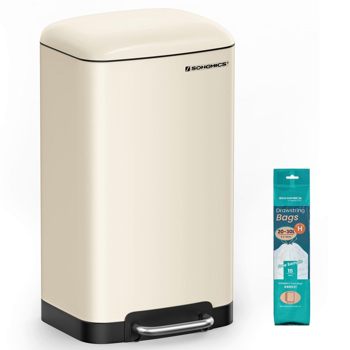 Abfallsammler Schwarz B: 34,5cm - Creme/Schwarz, Basics, Kunststoff/Metall (34,5/61,5/32,5cm)