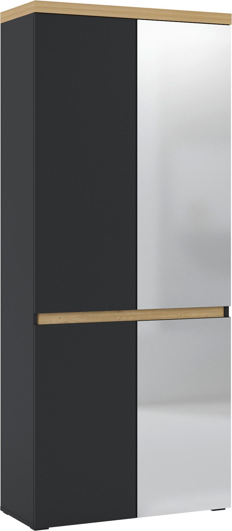Garderobenschrank Pepe B:85 cm Anthrazit/Artisan Eiche Dekor - Anthrazit/Eiche Artisan, Trend, Glas/Holzwerkstoff (85/200/37cm)