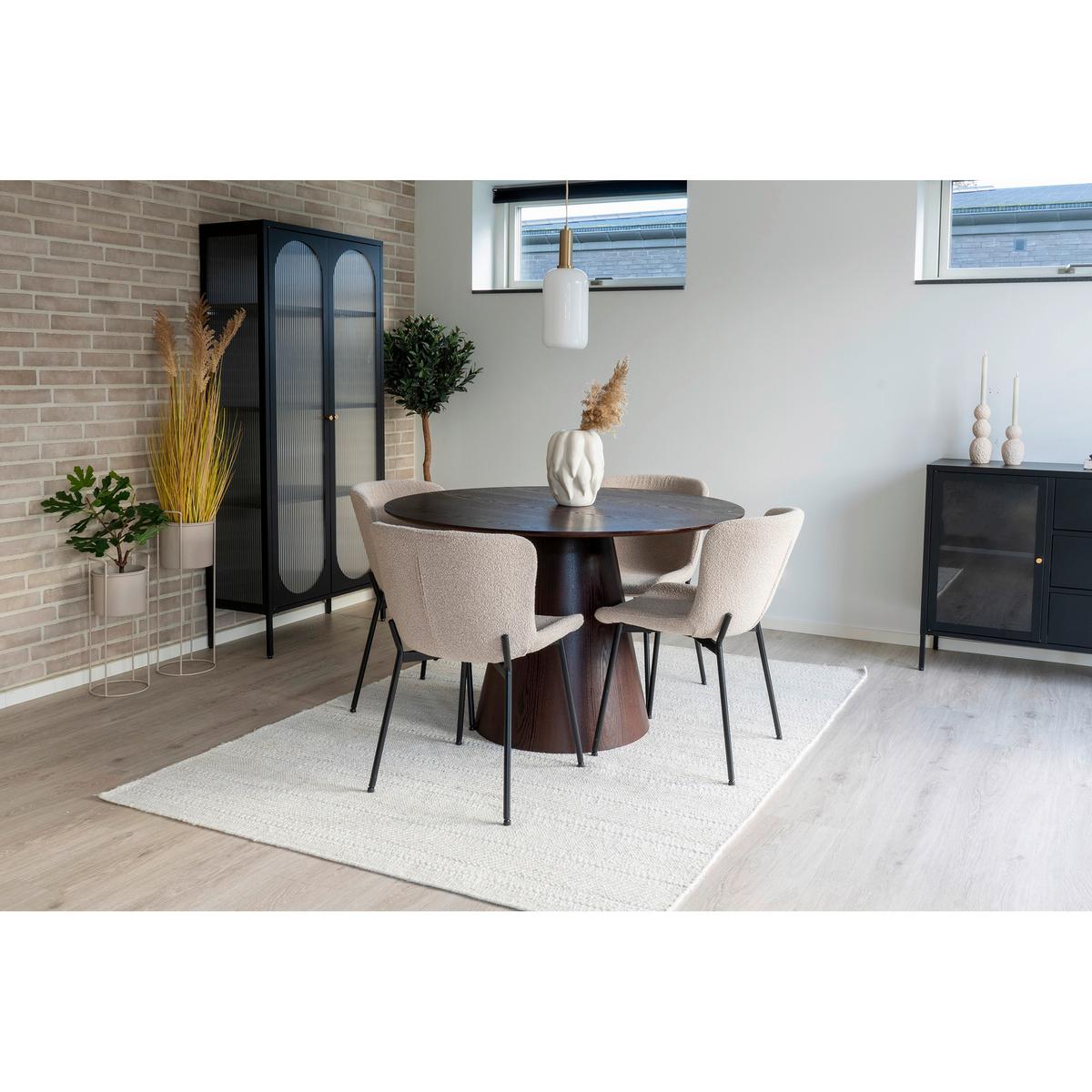 Stuhl-Set Maceda Beige B: 48 cm - Beige/Schwarz, MODERN, Textil/Metall (48/83/59cm) - MID.YOU