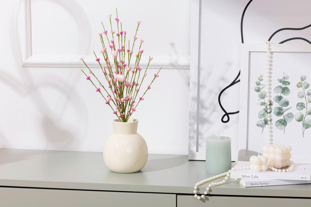 Dekostrauß Elsa - Hellbraun/Pink, KONVENTIONELL, Papier/Kunststoff (42cm) - Luca Bessoni