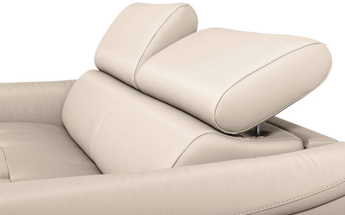Schlafsofa Pafos Beige Lederlook, Rindsleder B: 203cm - Beige, Design, Leder/Textil (203/77-98/103cm) - MID.YOU