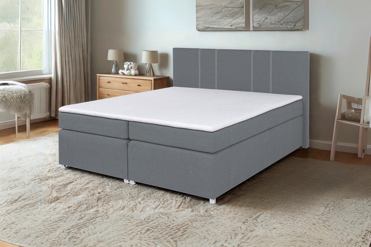 Boxspringbett Malta 200 200x200 Silberfarben - Silberfarben, MODERN, Holzwerkstoff/Textil (200/200cm)