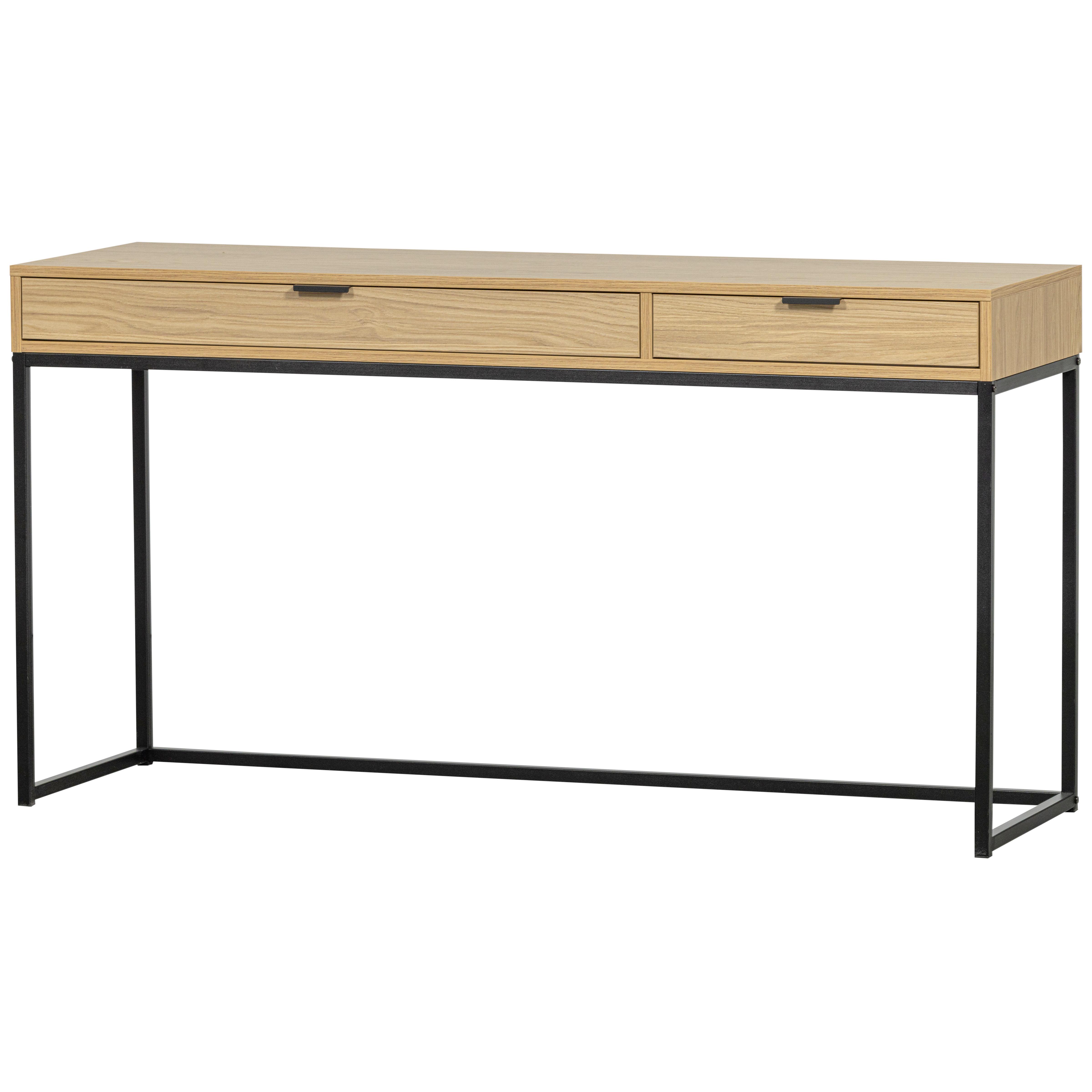Schreibtisch Silas Eichefarben B: 140 Cm - Eichefarben/Schwarz, Design, Holz/Metall (140/44/75cm) - Livetastic