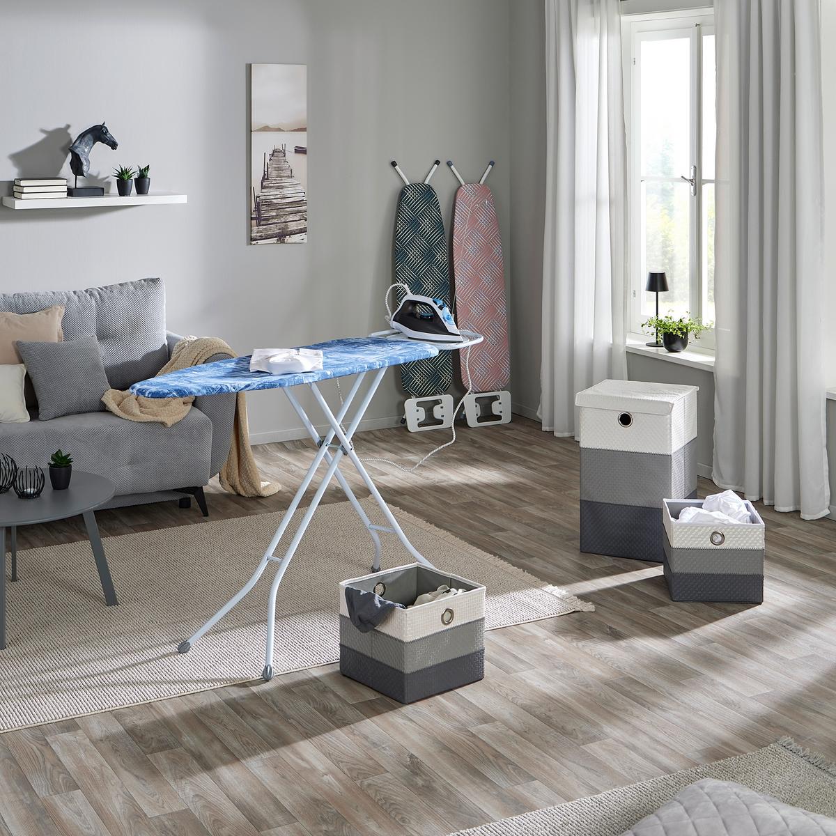 Bügelbrett Benny 131x36 cm mit Bügeleisenablage - Pink/Weiß, Basics, Textil (131/90/36cm) - Homezone