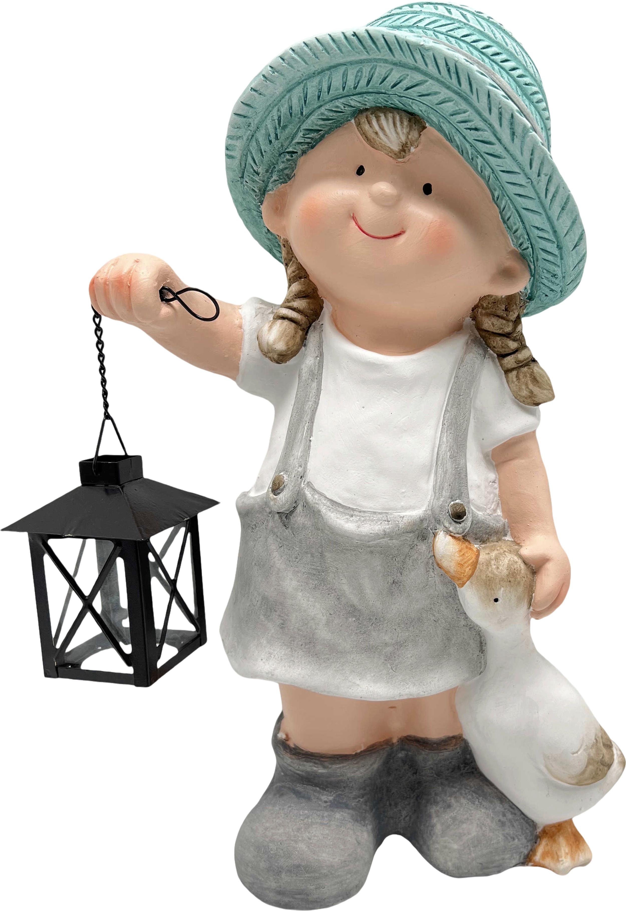 Dekofigur Kind Lea - Blau/Grau, KONVENTIONELL, Stein/Metall (27/17,5/42cm) - Luca Bessoni