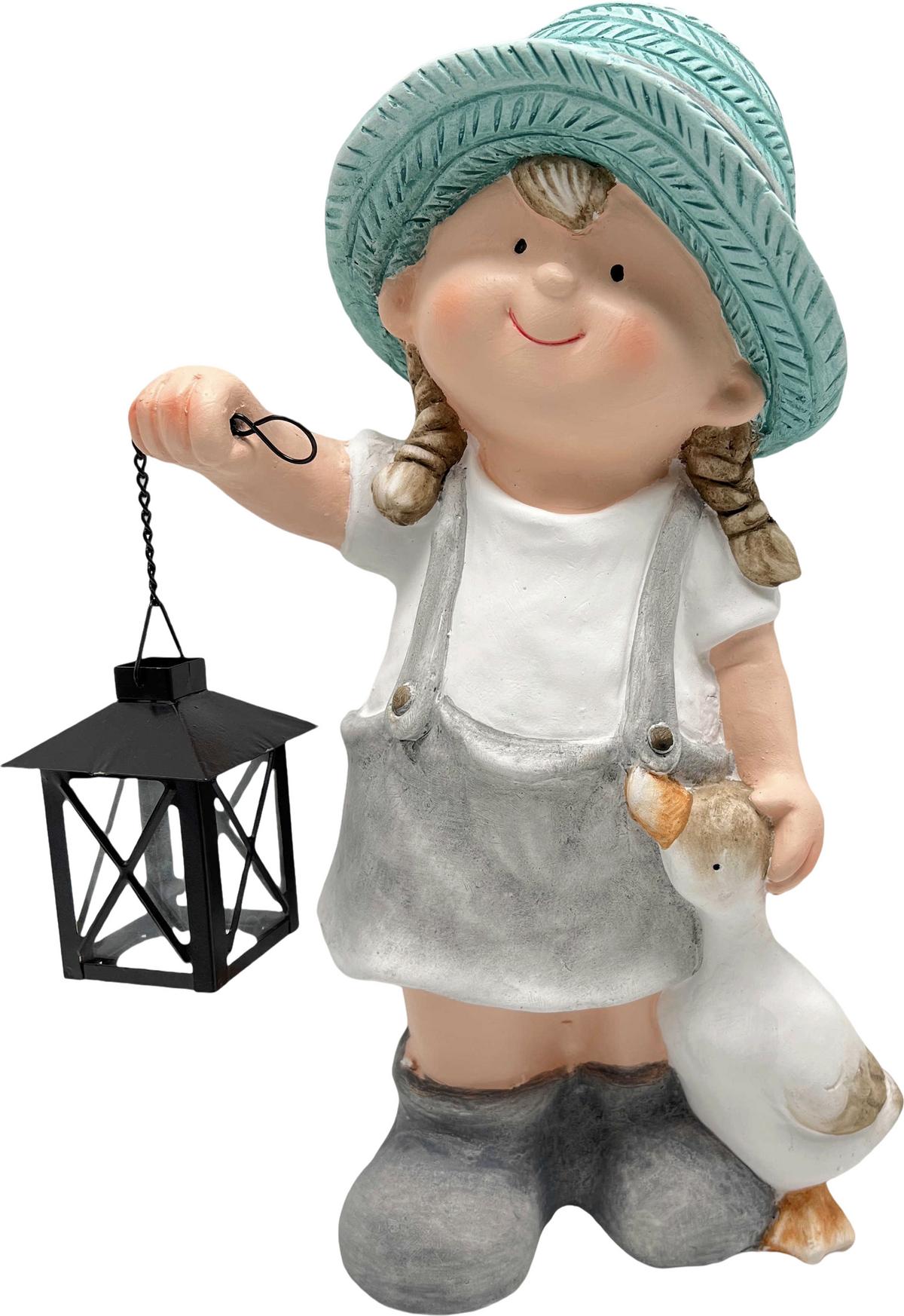 Dekofigur Kind Lea - Blau/Grau, KONVENTIONELL, Stein/Metall (27/17,5/42cm) - Luca Bessoni