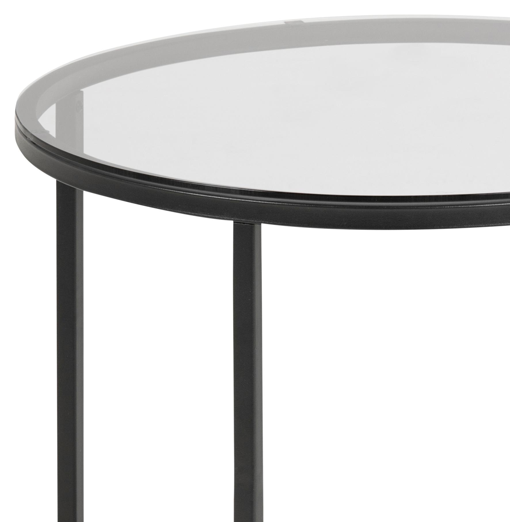 Beistelltisch CROSS rund mit Rauchglasplatte Detail Glas
