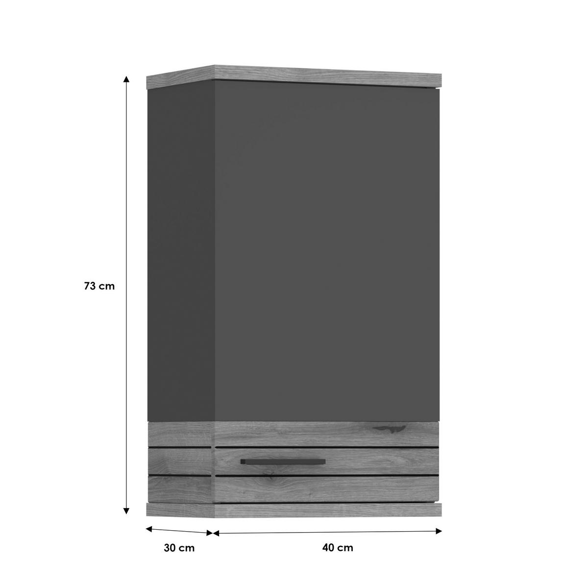 Hängeschrank Cotia Cotls 3 - Eichefarben/Anthrazit, MODERN, Holzwerkstoff (40/73/30cm) - James Wood