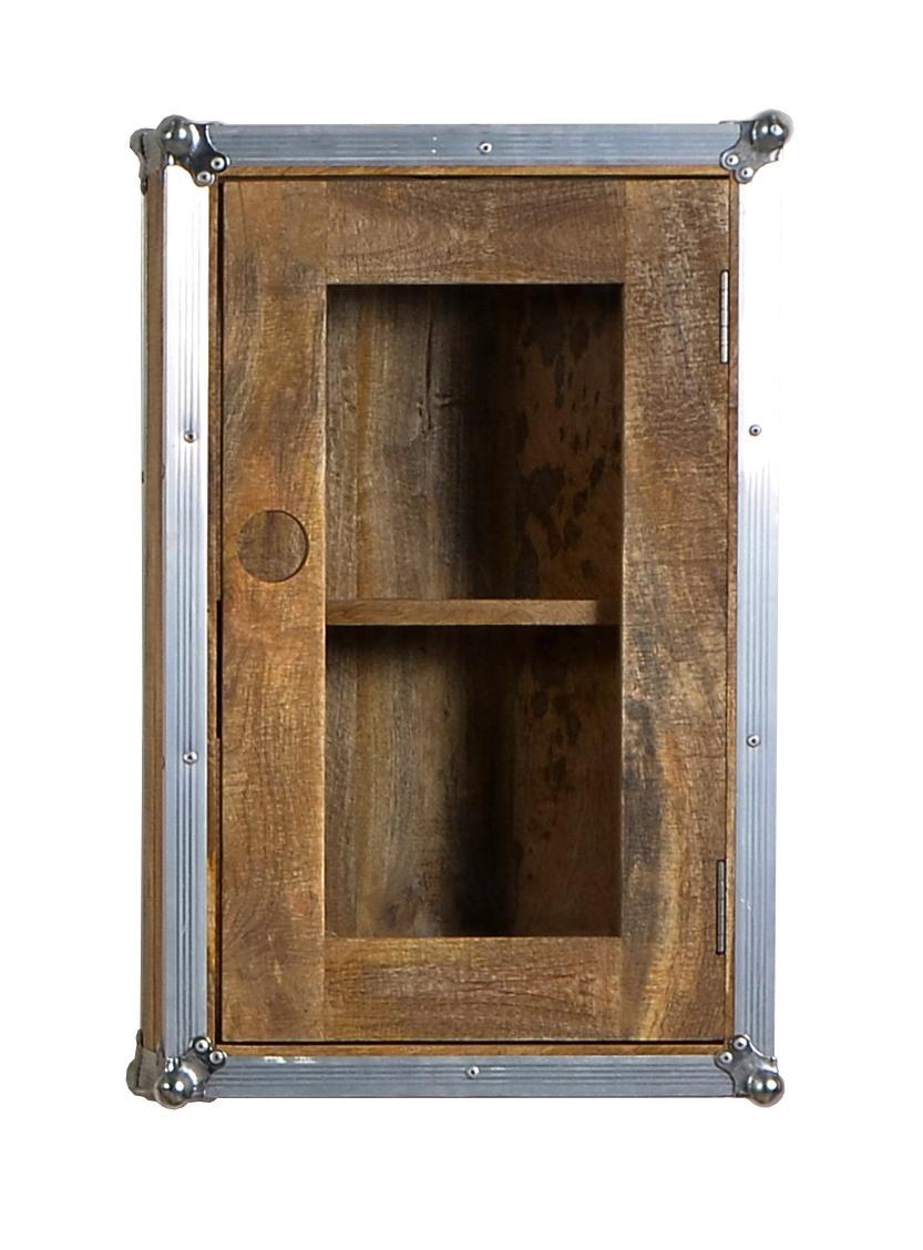 Hängeschrank Ferrol B: 45 cm Mangoholz/alu - Klar/Silberfarben, Basics, Glas/Holz (45/71/21cm)