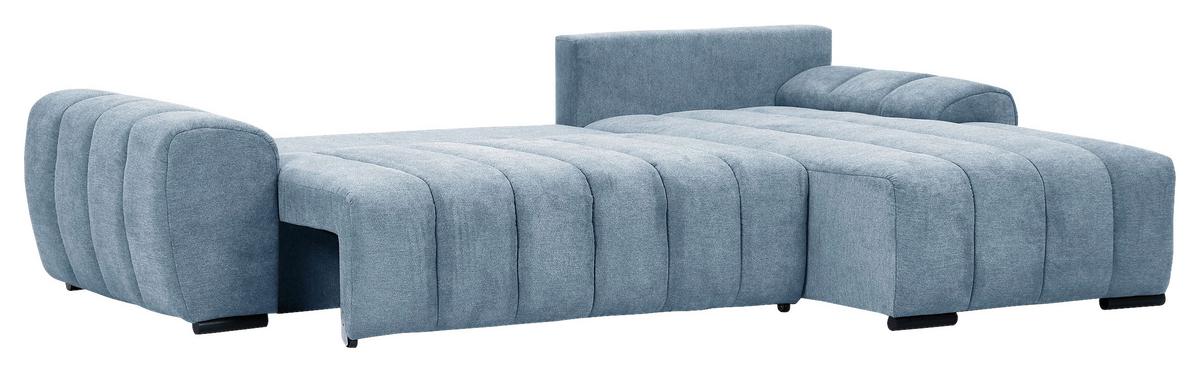 Ecksofa M Schlaffunktion Barca + Kissen Blau 275x180 Cm - Blau/Schwarz, KONVENTIONELL, Textil (275/180cm) - P & B